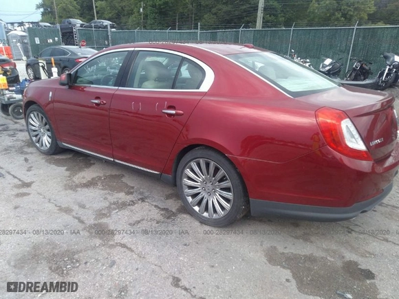 2013 Lincoln MKS with VIN 1LNHL9DK7DG614689, listed as a IAAI auction lot 28297434 with 122209 miles. Bid and sale history available at carsss.com. Image 3.