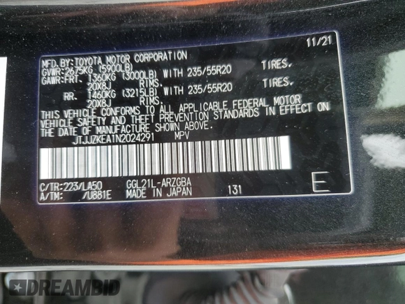 2022 Lexus RX 350L Luxury z VIN JTJJZKEA1N2024291, wystawiony jako Copart lot #54194105 z przebiegiem 54 708 mil mil oraz Szkoda całkowita • Salvage title. Historia ofert i sprzedaży dostępna na DreamBid. Obrazek 13.