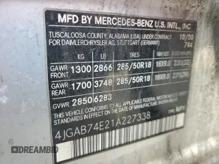 2001 Mercedes-Benz M-Class AMG with VIN 4JGAB74E21A227338, listed as a Copart auction lot 46991495 with 252,783 mi miles and Clean Title. Bid and sale history available at carsss.com. Image 13.