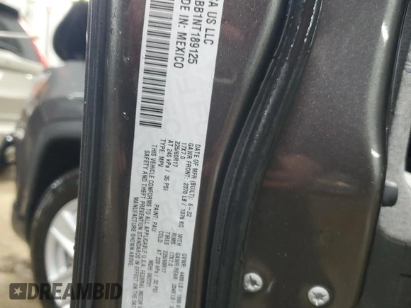2022 Jeep Compass Latitude with VIN 3C4NJCBB1NT189125, listed as a Copart auction lot 49961065 with 39,934 mi miles and Salvage Title. Bid and sale history available at carsss.com. Image 13.