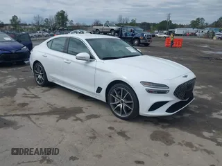 2025 Genesis G70 2.5T with VIN KMTG34SC5SU153586, listed as a IAAI auction lot 41812509 with 7,542 mi miles. Bid and sale history available at carsss.com. Image 1.