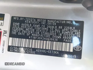 2010 Toyota Camry with VIN 4T1BF3EK2AU036636, listed as a IAAI auction lot 41879154 with 238,274 mi miles and . Bid and sale history available at DreamBid. Image 9.