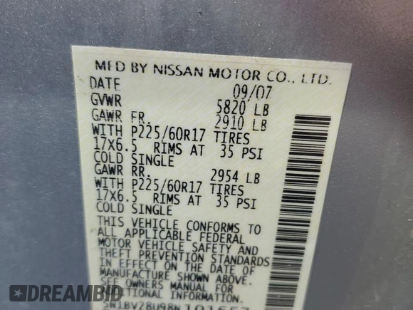 2008 Nissan Quest with VIN 5N1BV28U98N101657, listed as a Copart auction lot 73183964 with 86,047 mi miles and Salvage Title. Bid and sale history available at carsss.com. Image 13.