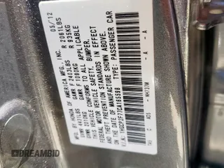 2012 Honda Accord EX with VIN 1HGCP2F77CA165598, listed as a Copart auction lot 61184235 with 163,258 mi miles and Salvage title. Bid and sale history available at DreamBid. Image 12.