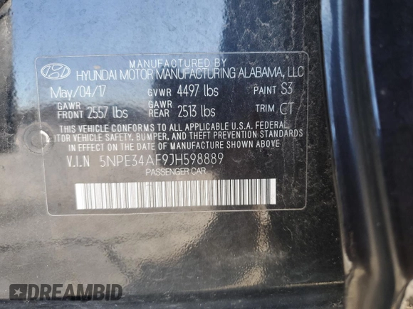 2018 Hyundai Sonata Limited z VIN 5NPE34AF9JH598889, wystawiony jako Copart lot #82599964 z przebiegiem 102 704 mil mil oraz Szkoda całkowita • Salvage title. Historia ofert i sprzedaży dostępna na DreamBid. Obrazek 13.
