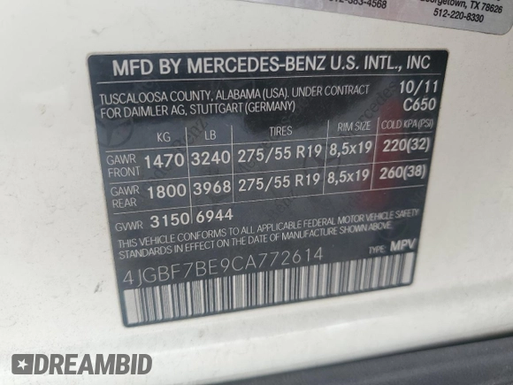 2012 Mercedes-Benz GL-Class GL 450 with VIN 4JGBF7BE9CA772614, listed as a Copart auction lot 74983854 with 156,182 mi miles and Salvage Title. Bid and sale history available at carsss.com. Image 13.