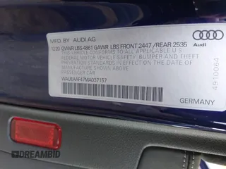 2021 Audi A4 S line Premium Plus with VIN WAUEAAF47MA037157, listed as a IAAI auction lot 41618829 with 44,408 mi miles and . Bid and sale history available at DreamBid. Image 9.