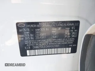 2017 Hyundai Santa Fe 2.4L z VIN 5NMZTDLB3HH003991, wystawiony jako IAAI lot #42051238 z przebiegiem 125 742 mil mil oraz . Historia ofert i sprzedaży dostępna na DreamBid. Obrazek 9.