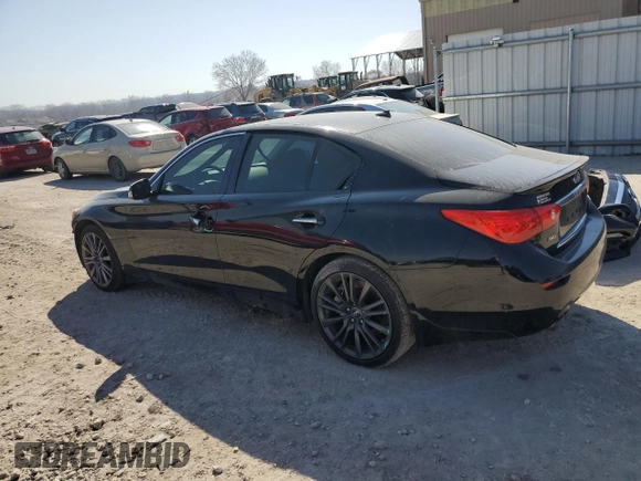 2016 Infiniti Q50 Red Sport 400 with VIN JN1FV7AR9GM451550, listed as a Copart auction lot 48861705 with 76,572 mi miles and Salvage Title. Bid and sale history available at DreamBid. Image 2.