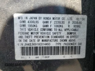 2006 Acura TSX Navi with VIN JH4CL96916C014493, listed as a Copart auction lot 64093285 with 212,944 mi miles and Clean title. Bid and sale history available at DreamBid. Image 12.