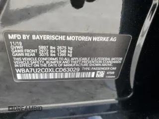 2020 BMW 7 Series 750i xDrive with VIN WBA7U2C0XLCD63029, listed as a Copart auction lot 45794975 with 0 mi miles and Salvage Title. Bid and sale history available at carsss.com. Image 15.