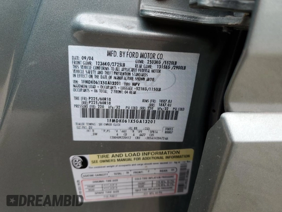 2005 Ford Freestyle Limited z VIN 1FMDK061X5GA13201, wystawiony jako Copart lot #48371765 z przebiegiem 134 155 mil mil oraz Szkoda całkowita • Salvage title. Historia ofert i sprzedaży dostępna na DreamBid. Obrazek 12.