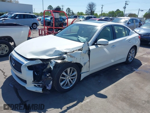 2014 Infiniti Q50 Premium with VIN JN1BV7APXEM691474, listed as a IAAI auction lot 41884939 with 135,559 mi miles. Bid and sale history available at carsss.com. Image 2.