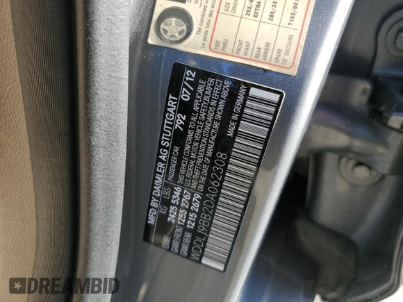 2013 Mercedes-Benz CLS-Class CLS 550 with VIN WDDLJ9BB2DA062308, listed as a Copart auction lot 50564585 with 89,179 mi miles and Salvage Title. Bid and sale history available at carsss.com. Image 12.