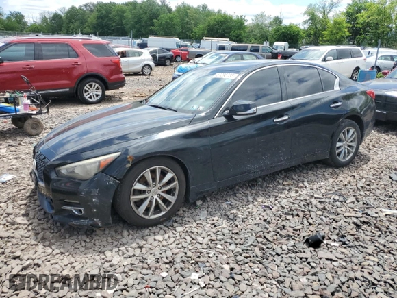 2015 Infiniti Q50 Premium z VIN JN1BV7ARXFM409465, wystawiony jako Copart lot #57295785 z przebiegiem 144 328 mil mil oraz Szkoda całkowita • Salvage title. Historia ofert i sprzedaży dostępna na DreamBid. Obrazek 1.