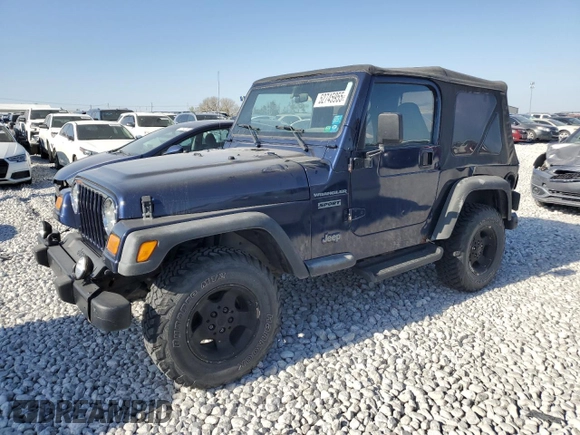 2002 Jeep Wrangler Sport with VIN 1J4FA49S82P713459, listed as a Copart auction lot 52745955 with 173,297 mi miles and Salvage Title. Bid and sale history available at carsss.com. Image 1.