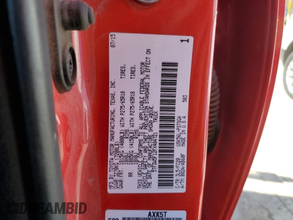 2015 Toyota Tundra 4WD Truck SR5 with VIN 5TFDW5F12FX484721, listed as a Copart auction lot 49026494 with 153,081 mi miles. Bid and sale history available at carsss.com. Image 12.