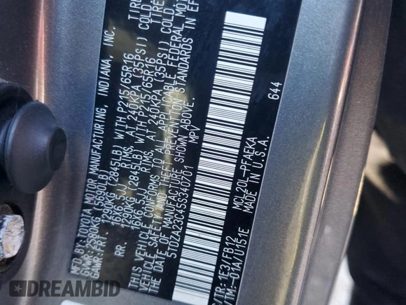2005 Toyota Sienna CE with VIN 5TDZA23C45S340701, listed as a Copart auction lot 48179605 with 213,472 mi miles and Salvage Title. Bid and sale history available at DreamBid. Image 14.
