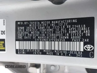 2023 Toyota Corolla LE z VIN 5YFB4MDE4PP006958, wystawiony jako IAAI lot #42119364 z przebiegiem 31 914 mil mil oraz . Historia ofert i sprzedaży dostępna na DreamBid. Obrazek 9.