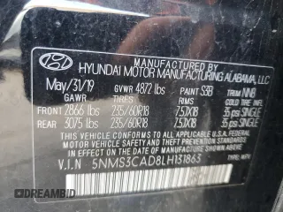 2020 Hyundai Santa Fe SEL with VIN 5NMS3CAD8LH131863, listed as a Copart auction lot 53860585 with 103,141 mi miles and Clean Title. Bid and sale history available at carsss.com. Image 13.