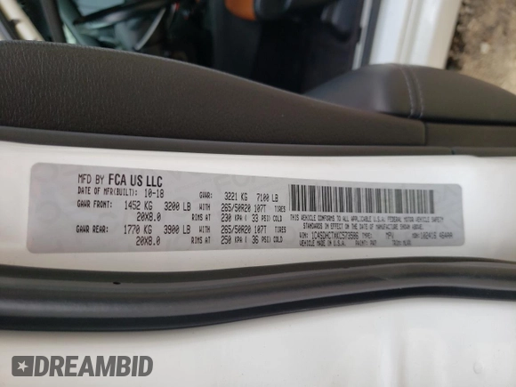2019 Dodge Durango R/T with VIN 1C4SDHCTXKC573586, listed as a Copart auction lot 59427695 with 79,191 mi miles and Salvage title. Bid and sale history available at DreamBid. Image 13.