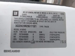 2009 Chevrolet Silverado 1500 LT with VIN 3GCEK23M29G171321, listed as a IAAI auction lot 41626086 with 302,921 mi miles and . Bid and sale history available at DreamBid. Image 9.