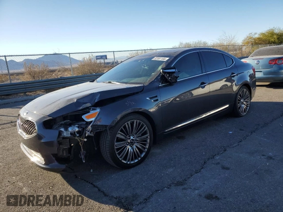 2015 Kia Cadenza Premium with VIN KNALN4D7XF5192579, listed as a Copart auction lot 82381104 with 77,500 mi miles and Salvage Title. Bid and sale history available at carsss.com. Image 1.