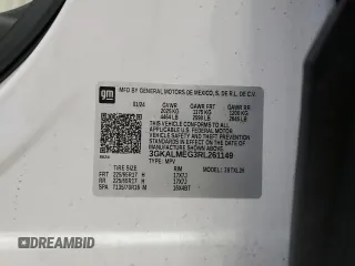 2024 GMC Terrain SLE with VIN 3GKALMEG3RL261149, listed as a Copart auction lot 62679305 with 54,408 mi miles and Salvage title. Bid and sale history available at DreamBid. Image 14.