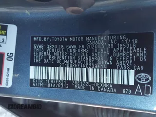 2019 Toyota Corolla L with VIN 2T1BURHE4KC209414, listed as a IAAI auction lot 41669591 with 98,072 mi miles and . Bid and sale history available at carsss.com. Image 9.
