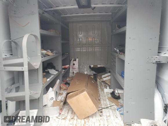 2023 Ram ProMaster Cargo with VIN 3C6LRVAG6PE576888, listed as a Copart auction lot 43556075 with 18,329 mi miles and Salvage Title. Bid and sale history available at DreamBid. Image 10.