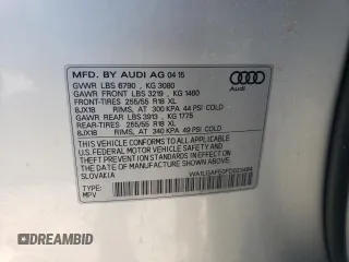 2015 Audi Q7 Premium Plus with VIN WA1LGAFE0FD023484, listed as a Copart auction lot 53295655 with 178,275 mi miles and Salvage Title. Bid and sale history available at DreamBid. Image 13.