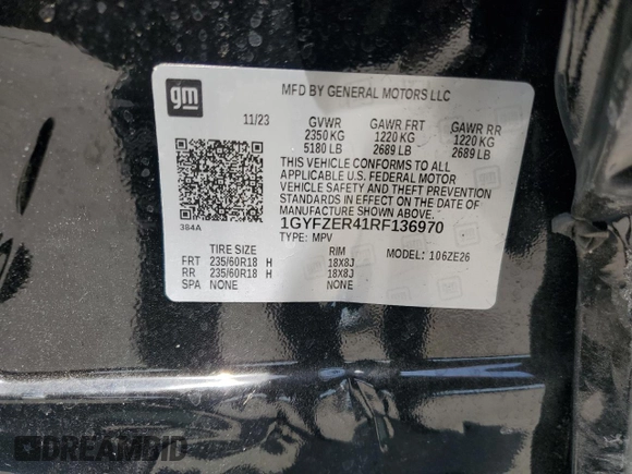 2024 Cadillac XT4 FWD Sport with VIN 1GYFZER41RF136970, listed as a Copart auction lot 53550865 with 13,143 mi miles and Non repairable. Bid and sale history available at DreamBid. Image 14.