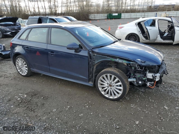 2017 Audi A3 Sportback e-tron Premium with VIN WAUUPBFFXHA111971, listed as a Copart auction lot 46076275 with 17,387 mi miles and Salvage Title. Bid and sale history available at carsss.com. Image 4.