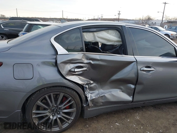 2019 Infiniti Q50 Red Sport 400 with VIN JN1FV7AP3KM760678, listed as a IAAI auction lot 41771176 with 31,562 mi miles and . Bid and sale history available at DreamBid. Image 6.