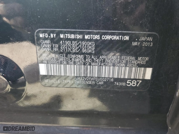 2014 Mitsubishi Lancer SE with VIN JA32V2FW7EU002716, listed as a Copart auction lot 49732715 with 105,167 mi miles and Salvage Title. Bid and sale history available at carsss.com. Image 15.