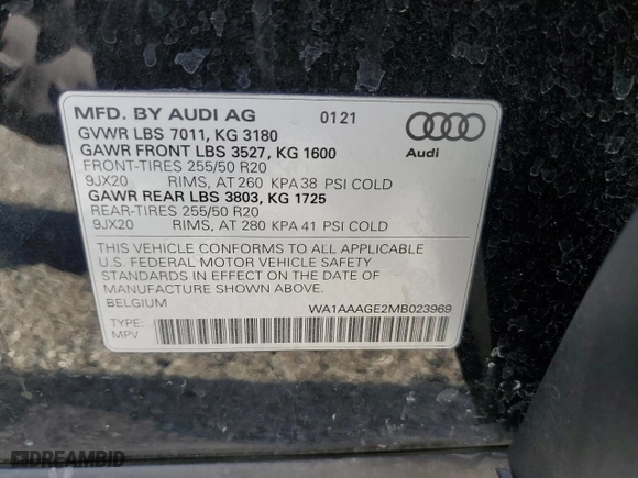 2021 Audi e-tron Premium with VIN WA1AAAGE2MB023969, listed as a Copart auction lot 66912434 with 30,552 mi miles and Salvage Title. Bid and sale history available at carsss.com. Image 14.