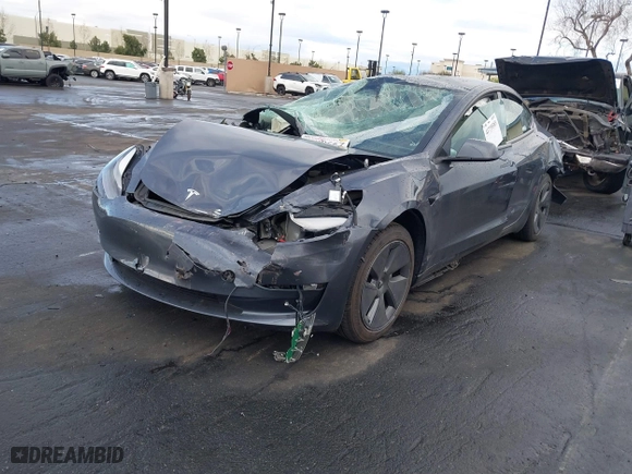 2023 Tesla Model 3 with VIN 5YJ3E1EA6PF408858, listed as a IAAI auction lot 41739383 with 1 mi miles. Bid and sale history available at carsss.com. Image 19.