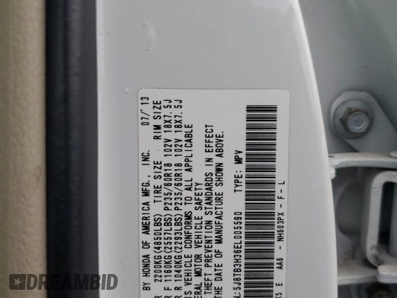 2014 Acura RDX with VIN 5J8TB3H36EL005590, listed as a Copart auction lot 61861225 with 72,678 mi miles and Clean title. Bid and sale history available at DreamBid. Image 13.