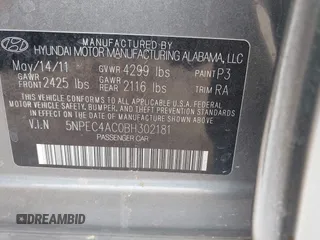 2011 Hyundai Sonata SE with VIN 5NPEC4AC0BH302181, listed as a IAAI auction lot 41945272 with 258,242 mi miles. Bid and sale history available at carsss.com. Image 9.