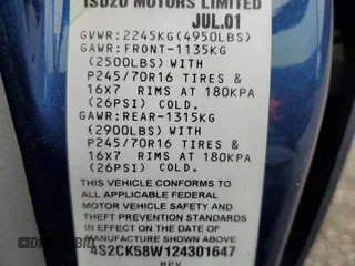 2002 Isuzu Rodeo S with VIN 4S2CK58W124301647, listed as a Copart auction lot 56973895 with 129,009 mi miles and Salvage title. Bid and sale history available at DreamBid. Image 13.