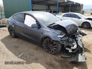 2022 Tesla Model Y Performance with VIN 7SAYGDEF7NF456866, listed as a Copart auction lot 52552685 with Not provided miles and Salvage title. Bid and sale history available at DreamBid. Image 4.