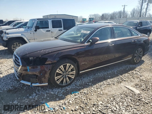 2020 Audi A8 with VIN WAU8DAF84LN014109, listed as a Copart auction lot 48527885 with 17,319 mi miles and Non Repairable. Bid and sale history available at carsss.com. Image 1.