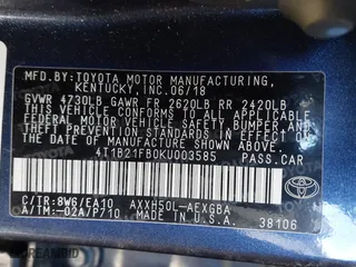 2019 Toyota Avalon Hybrid Limited with VIN 4T1B21FB0KU003585, listed as a IAAI auction lot 41430671 with 46,104 mi miles. Bid and sale history available at carsss.com. Image 9.
