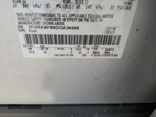 2013 Ford Explorer Limited z VIN 1FM5K8F89DGA36998, wystawiony jako Copart lot #52874655 z przebiegiem 188 813 mil mil oraz Szkoda całkowita • Salvage title. Historia ofert i sprzedaży dostępna na DreamBid. Obrazek 12.