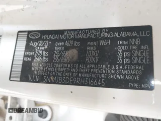 2024 Hyundai Tucson SEL with VIN 5NMJB3DE9RH316645, listed as a IAAI auction lot 41624789 with Not Provided miles and . Bid and sale history available at DreamBid. Image 9.