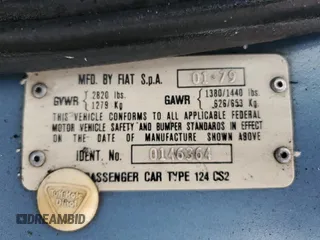 1979 FIAT 124 Spider z VIN 124CS20146364, wystawiony jako Copart lot #43905865 z przebiegiem 46 341 mil mil oraz Szkoda całkowita • Salvage title. Historia ofert i sprzedaży dostępna na DreamBid. Obrazek 12.