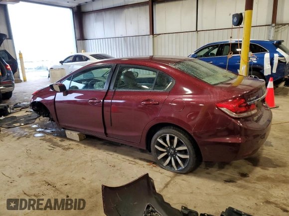 2015 Honda Civic EX-L with VIN 2HGFB2F93FH501458, listed as a Copart auction lot 52144305 with Not Provided miles and Salvage Title. Bid and sale history available at carsss.com. Image 2.