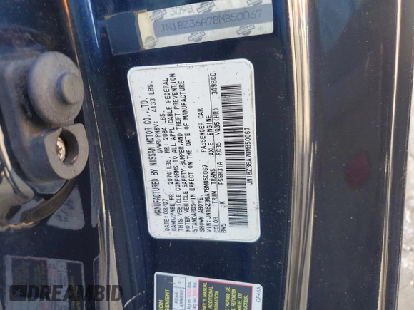 2008 Nissan 350Z Enthusiast with VIN JN1BZ36A78M850067, listed as a Copart auction lot 73639854 with Not Provided miles and Salvage Title. Bid and sale history available at DreamBid. Image 13.