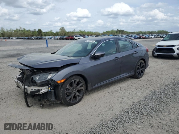 2020 Honda Civic Sedan Sport with VIN 2HGFC2F86LH526581, listed as a Copart auction lot 51692295 with 38,778 mi miles and Salvage Title. Bid and sale history available at carsss.com. Image 1.