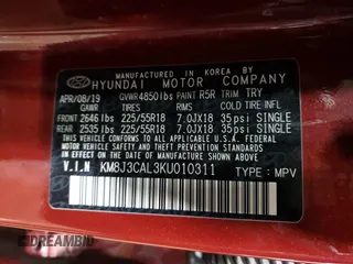 2019 Hyundai Tucson Sport z VIN KM8J3CAL3KU010311, wystawiony jako Copart lot #49225025 z przebiegiem 120 224 mil mil oraz Szkoda całkowita • Salvage title. Historia ofert i sprzedaży dostępna na DreamBid. Obrazek 13.